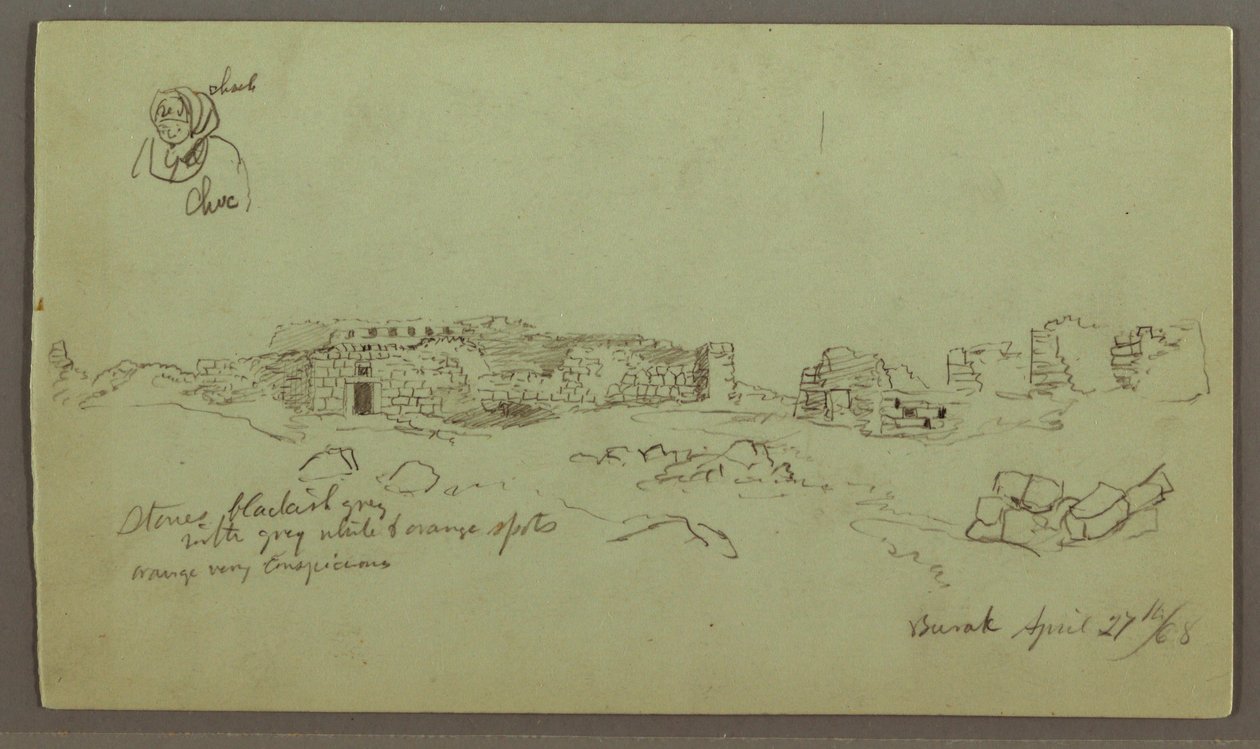 Tegning, Ruiner, Figurstudie, 27. april 1868 af Frederic Edwin Church