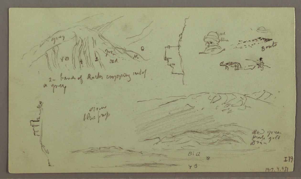Tegning, Ruiner, Figurstudie, 27. april 1868 af Frederic Edwin Church