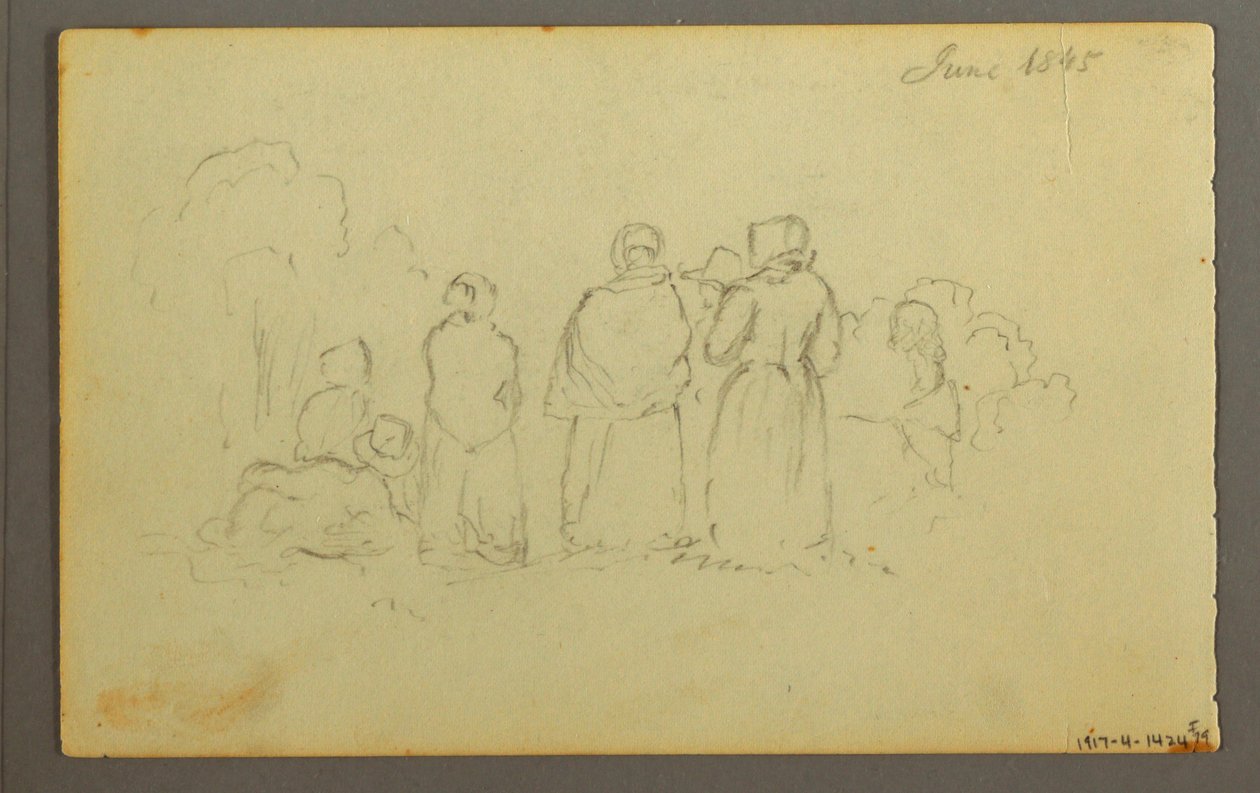 Tegning, Sejlbåd set fra bagbord side, 1845 af Frederic Edwin Church