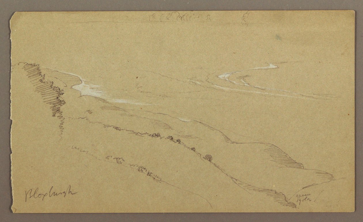 Tegning, Strand og hav, "Bloxburgh", august 1865 af Frederic Edwin Church