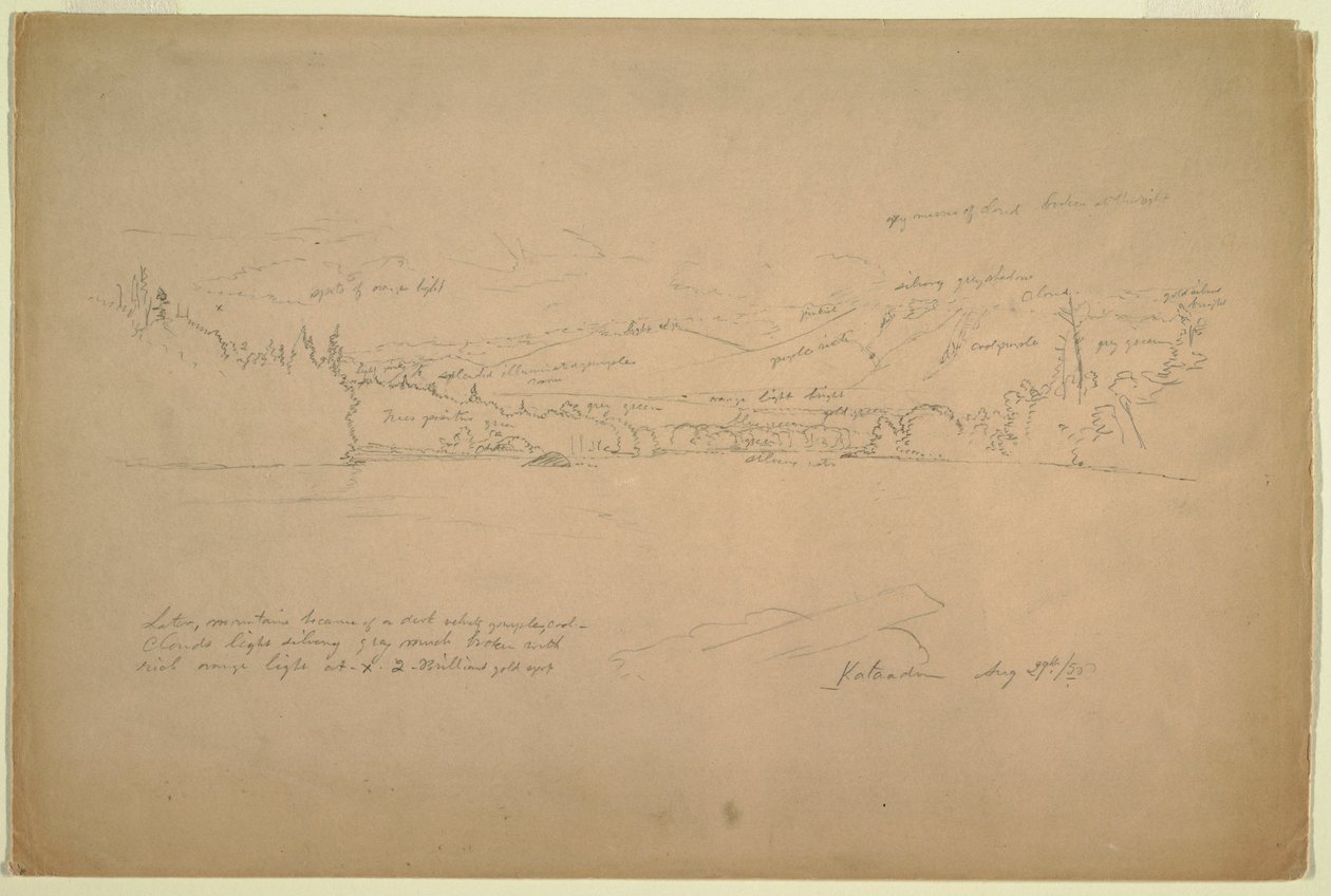 Tegning, bredden af søen og foden af Mount Katahdin, 29. august 1856 af Frederic Edwin Church