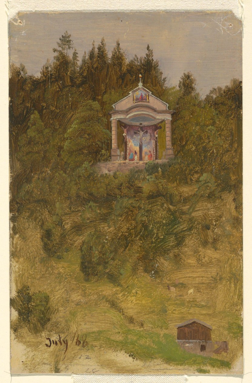 Tegning, helligdom, Bayern, juli 1868 af Frederic Edwin Church
