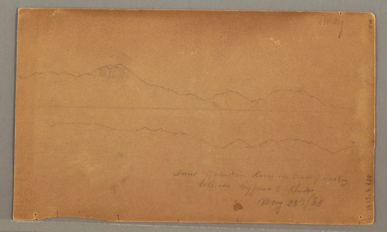 Tegning, Sidebillede af bygning, vindue, 29. maj 1868 af Frederic Edwin Church