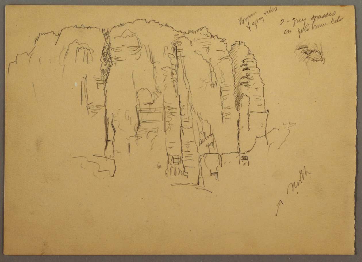 Tegning, Skitser fra Petra, Jordan, februar 1868 af Frederic Edwin Church
