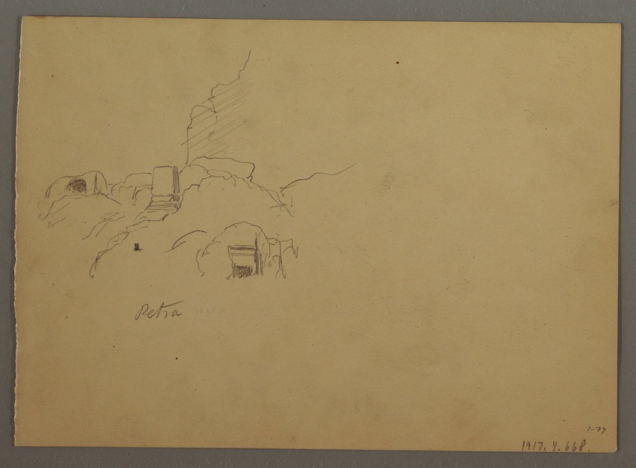 Tegning, Skitser fra Petra, Jordan, februar 1868 af Frederic Edwin Church