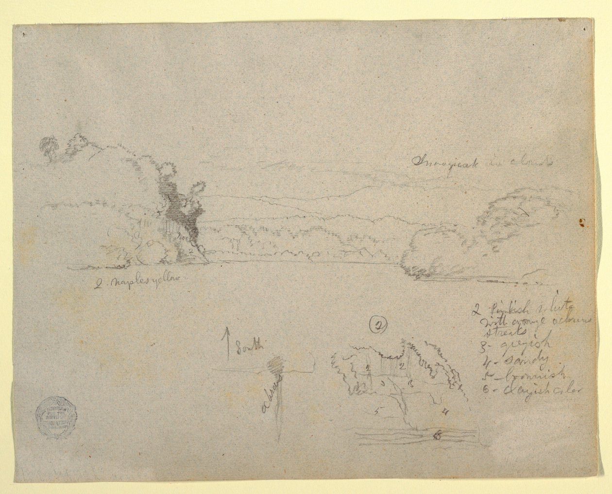 Tegning, Skitser fra Sydamerika, 1853, sandsynligvis maj af Frederic Edwin Church