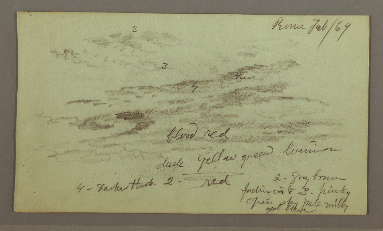Tegning, himmelstudie, 1. februar 1869 af Frederic Edwin Church