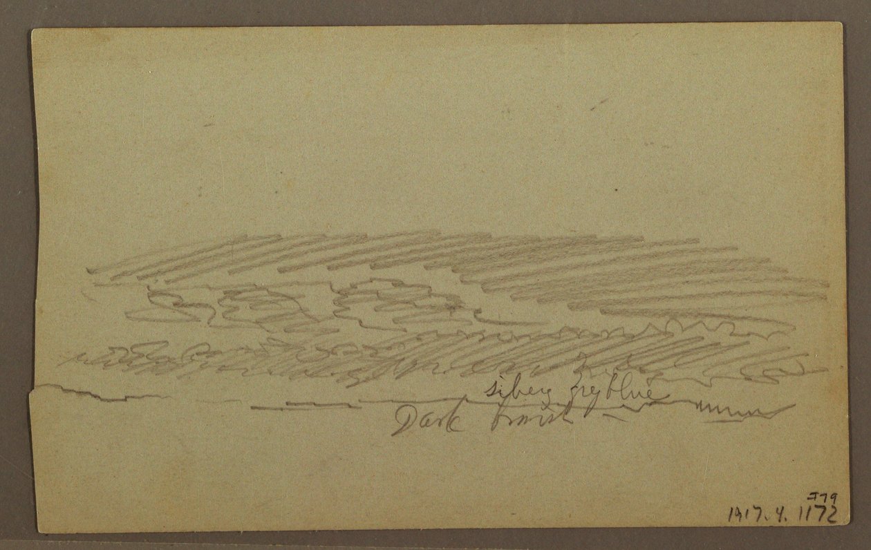 Tegning, himmelstudie, bjergkamme, regnbue, 1860