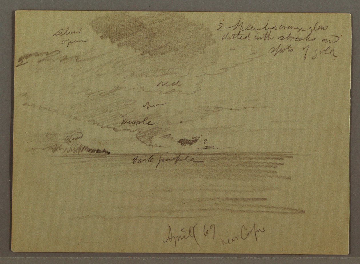Tegning, Himmelstudie over havet, april 1869 af Frederic Edwin Church