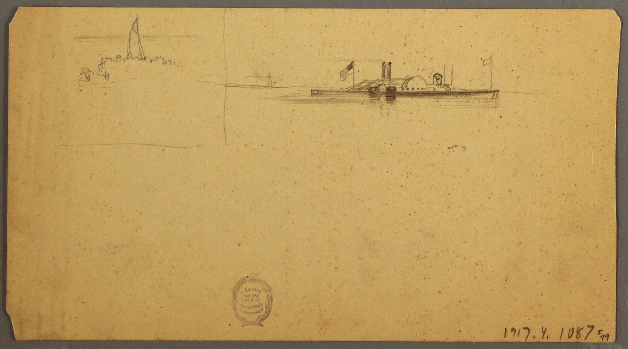 Tegning, Himmelstudie over højderyg, juni 1882 af Frederic Edwin Church