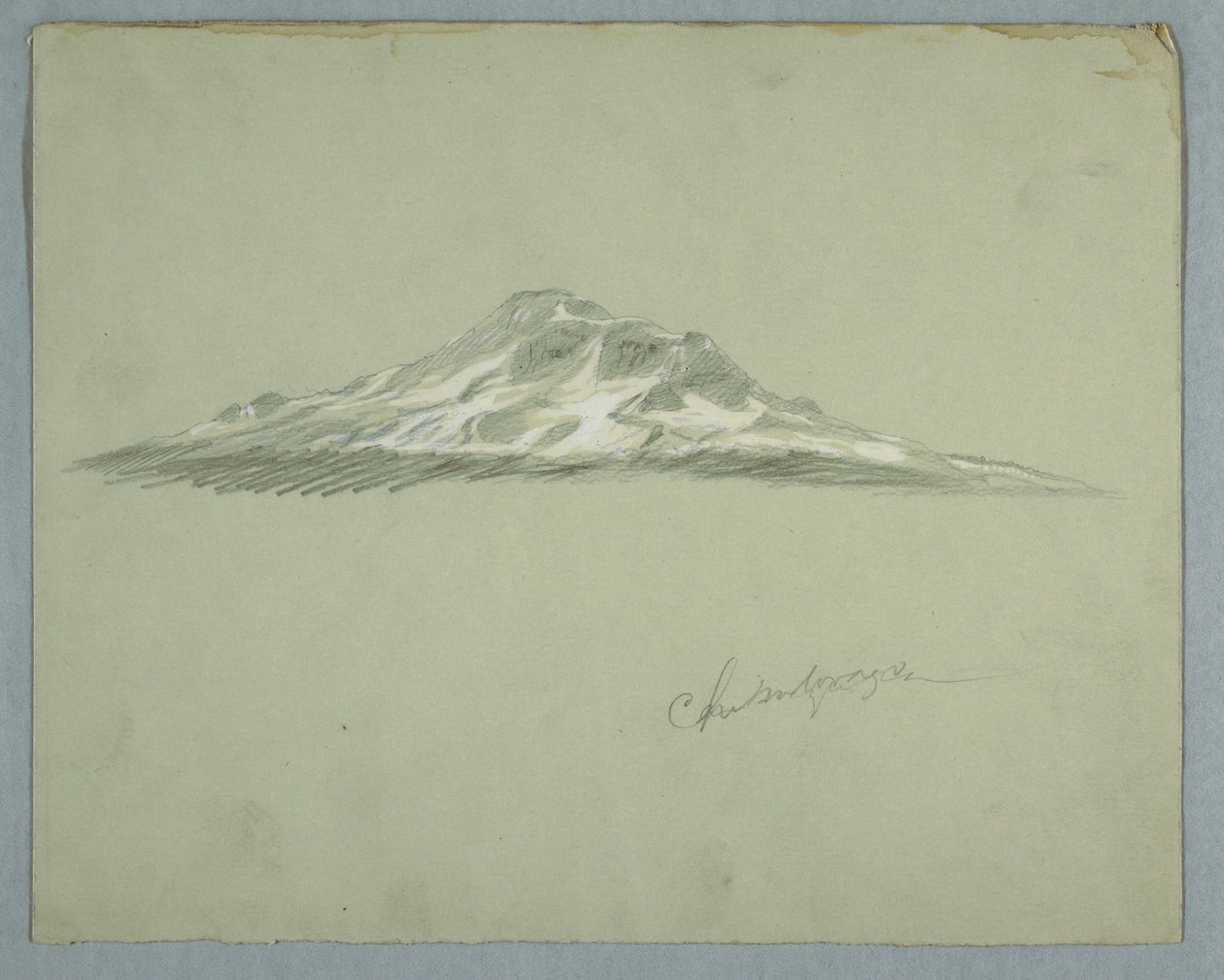 Tegning, den snedækkede top af Mount Chimborazo, Ecuador, juli 1857 af Frederic Edwin Church