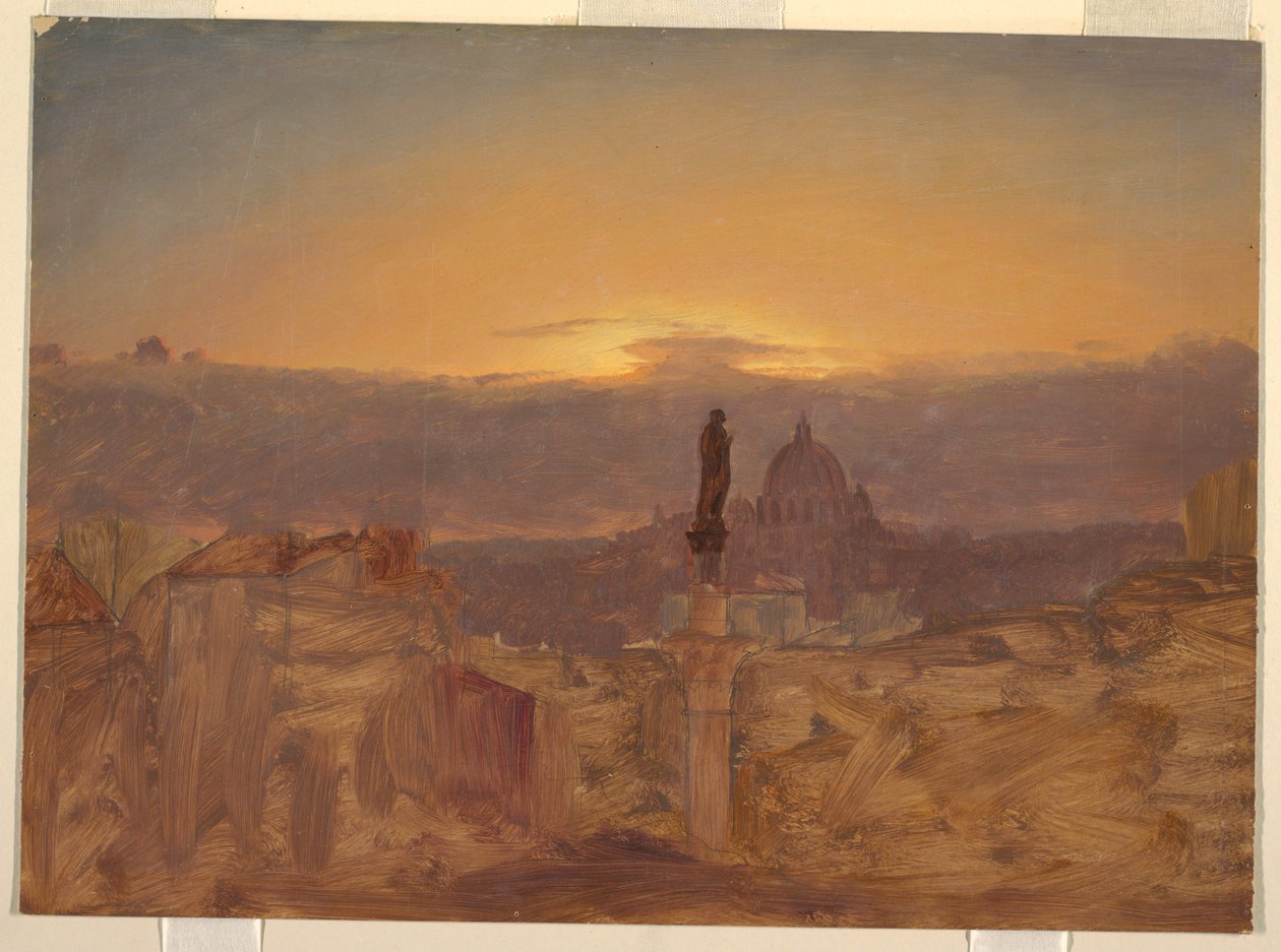 Tegning, Peterskirken fra Pincio, Rom, slutningen af 1868 eller begyndelsen af 1869 af Frederic Edwin Church