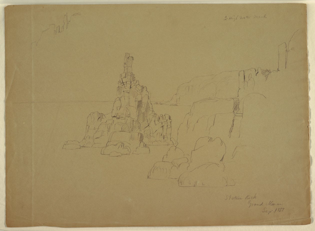 Tegning, "Statue Rock", september 1851 af Frederic Edwin Church