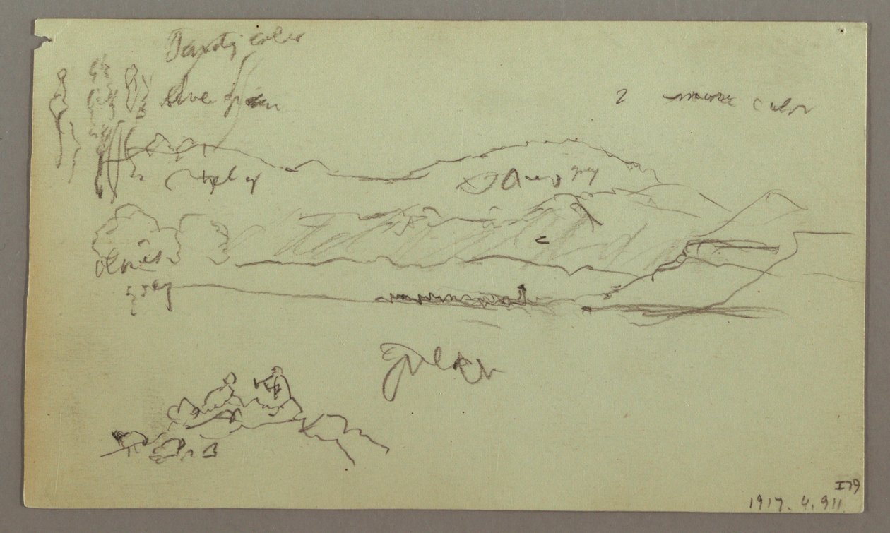 Tegning, stenbue, stenbase, 27. april 1868 af Frederic Edwin Church