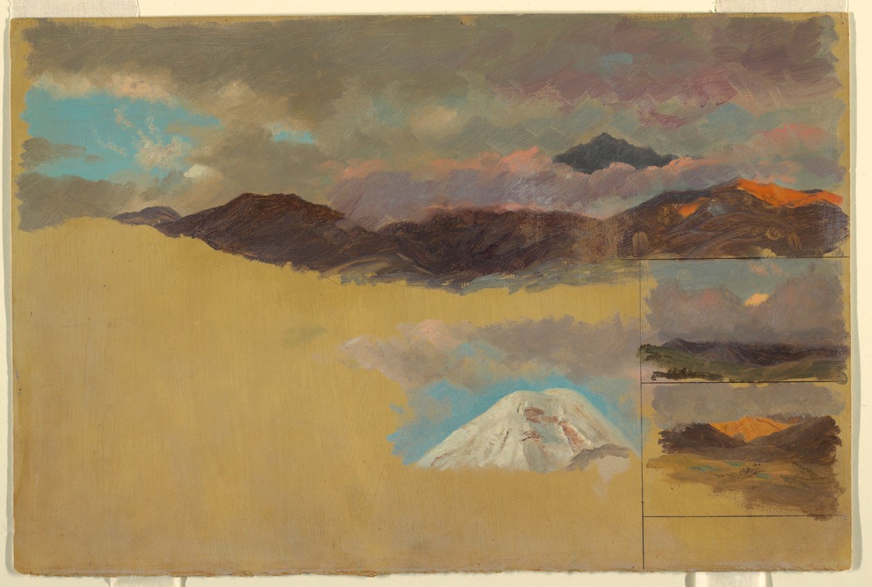 Tegning, Studier af Mount Chimborazo, Ecuador, 1857 af Frederic Edwin Church