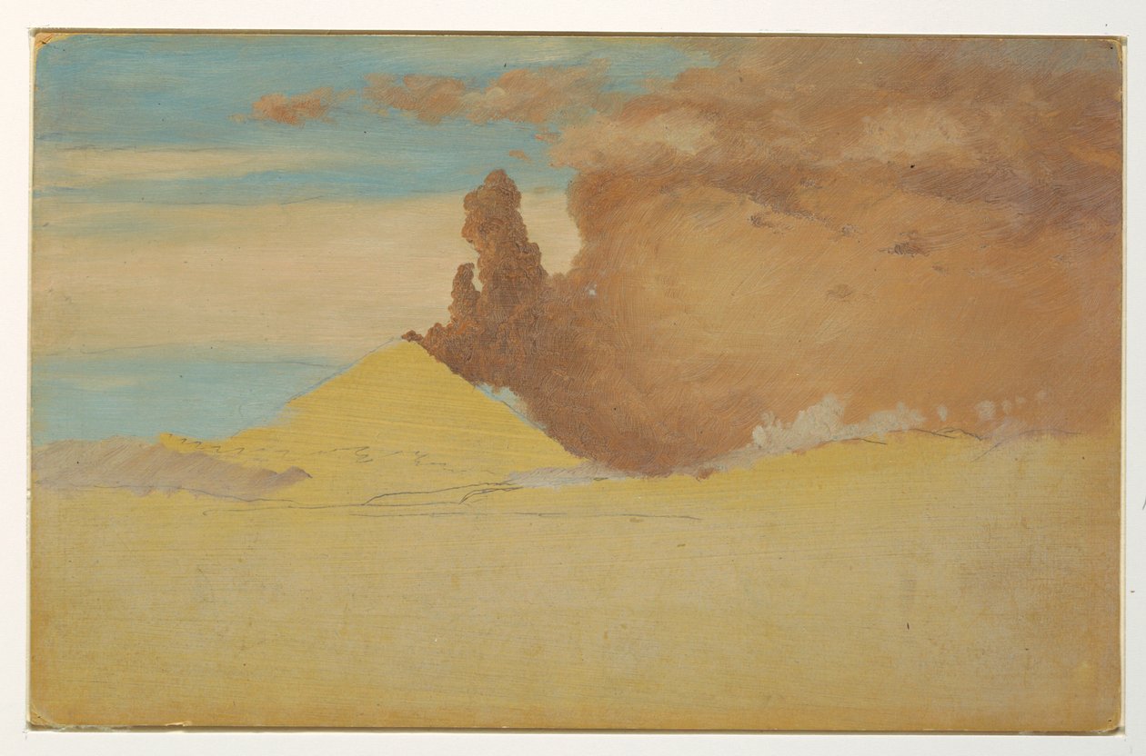 Tegning, studie af Cotopaxi i udbrud, Ecuador, 1853 af Frederic Edwin Church