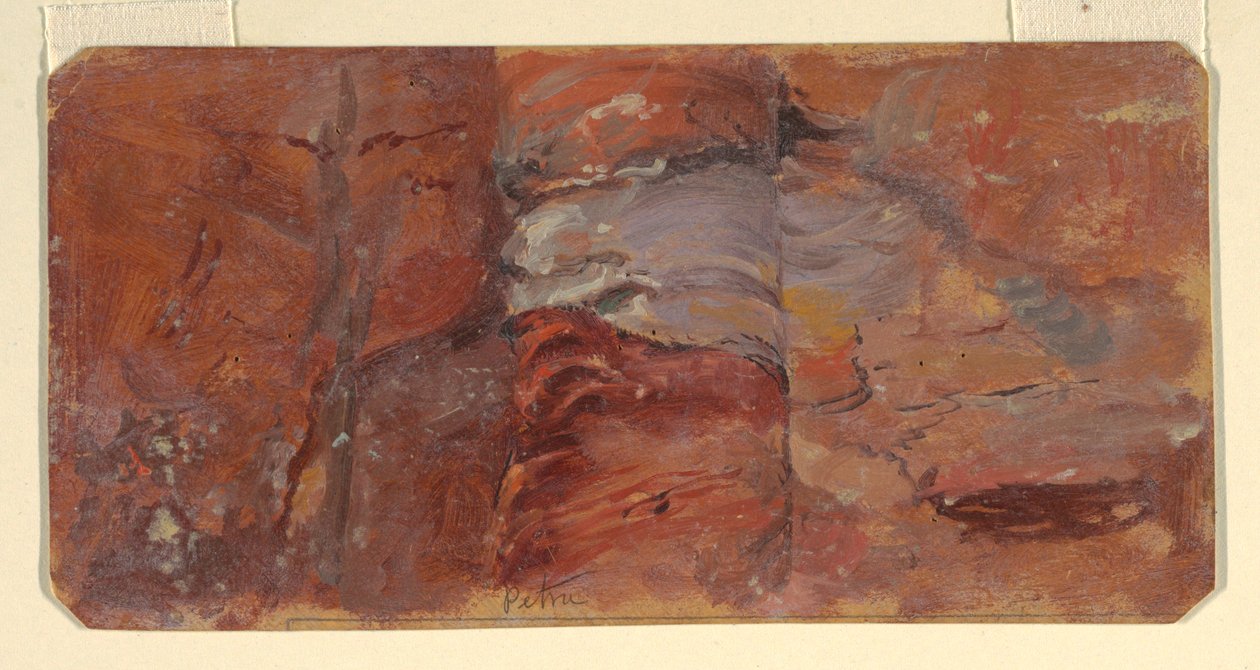 Tegning, studie af klipper, Petra, februar 1868 af Frederic Edwin Church