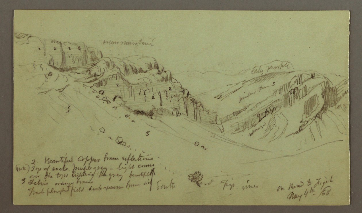 Tegning, studie af en side af en dal, 4. maj 1868 af Frederic Edwin Church