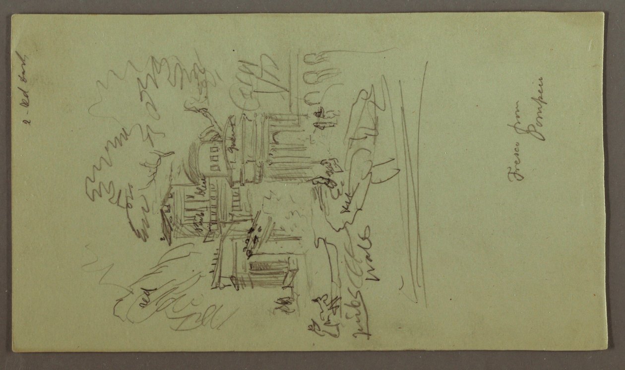 Tegning, studie af en fresko fra Pompei, muligvis 1868-69 af Frederic Edwin Church