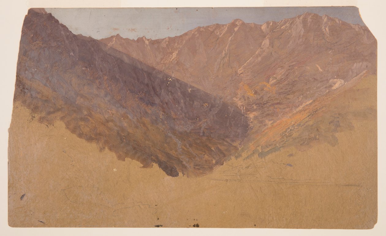 Tegning, studie af Great Basin, Mt. Katahdin, 1860-70 af Frederic Edwin Church
