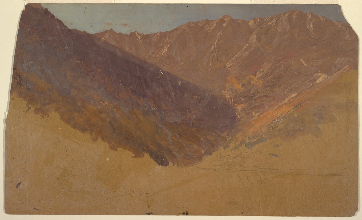 Tegning, studie af Great Basin, Mt. Katahdin, 1860-70 af Frederic Edwin Church