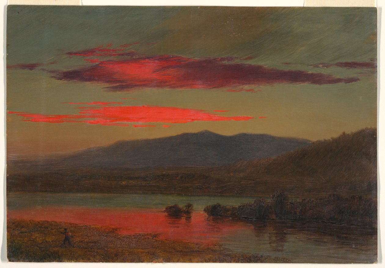 Tegning, solnedgang, Hudson, New York, 25. december 1873 af Frederic Edwin Church