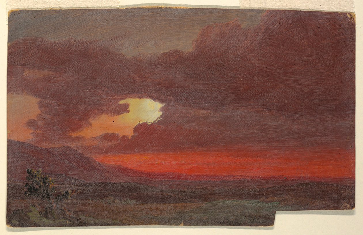 Tegning, solnedgang, Hudson, New York, juli 1861 af Frederic Edwin Church