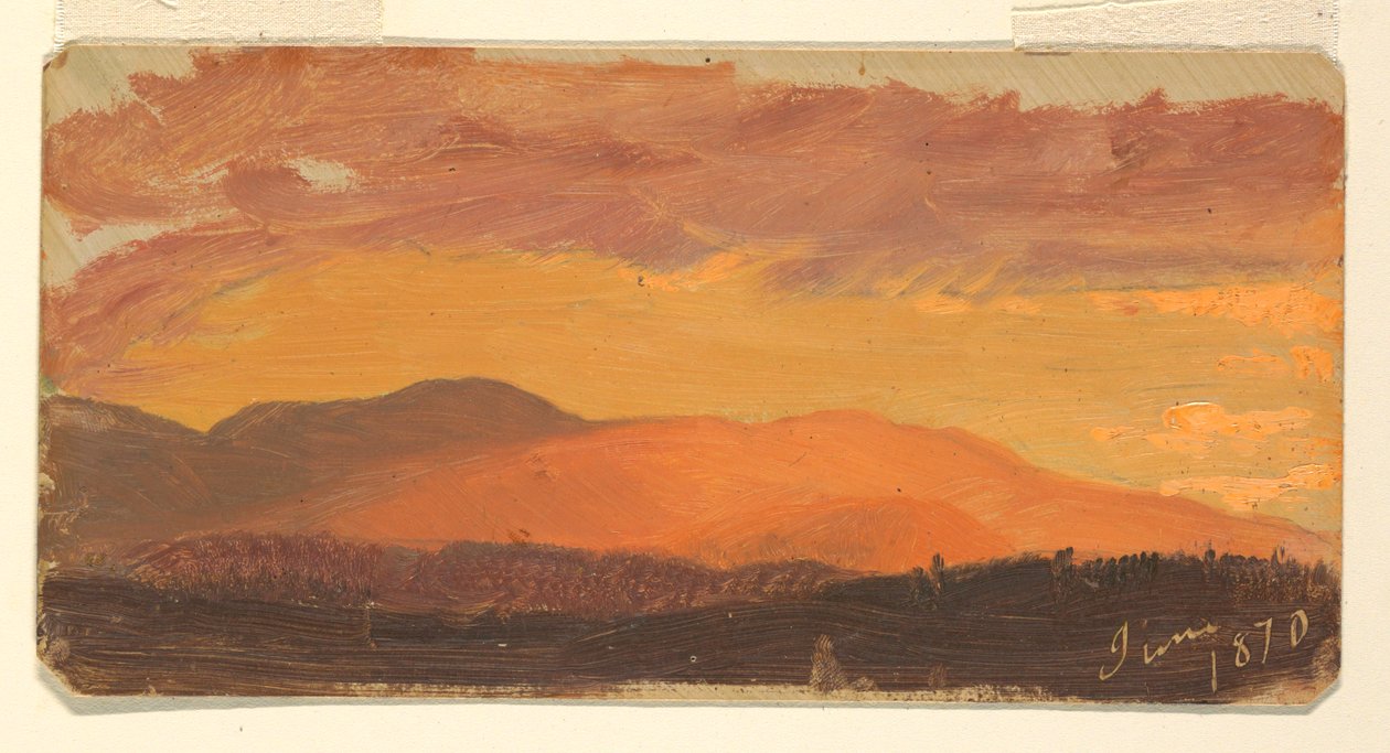 Tegning, solnedgang, Hudson Valley, juni 1870 af Frederic Edwin Church