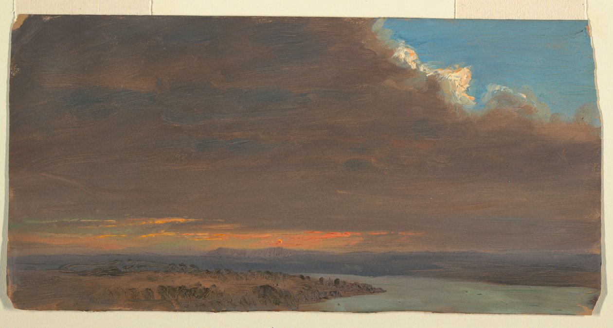 Tegning, solnedgang, Hudson Valley, New York, 1870-80 af Frederic Edwin Church
