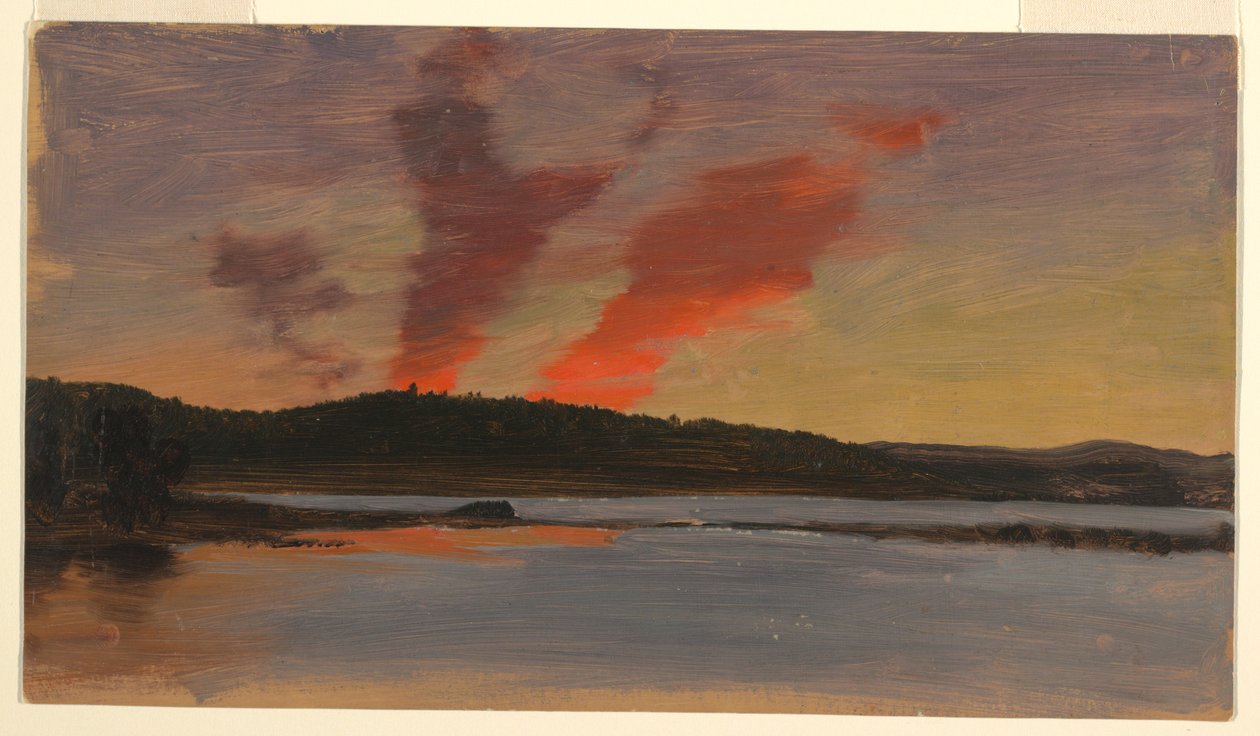 Tegning, Solnedgang nær Bar Harbor, Maine, ca. 1862 af Frederic Edwin Church