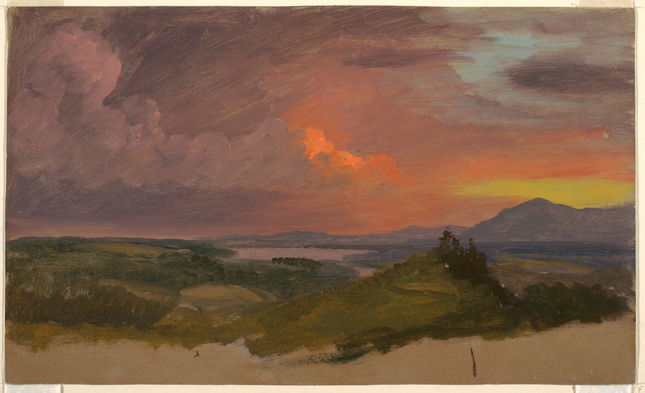 Tegning, Solnedgang i Hudson Valley, 1870-75 af Frederic Edwin Church