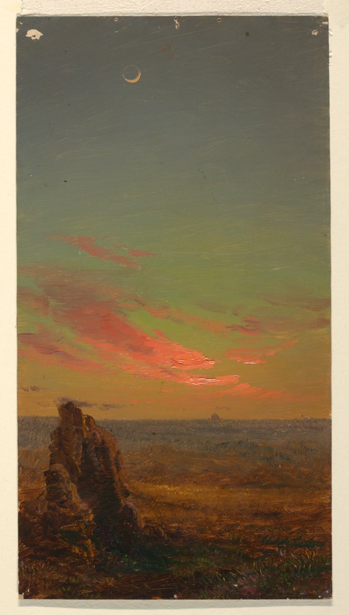 Tegning, Solnedgang nær Rom, 1868-69 af Frederic Edwin Church