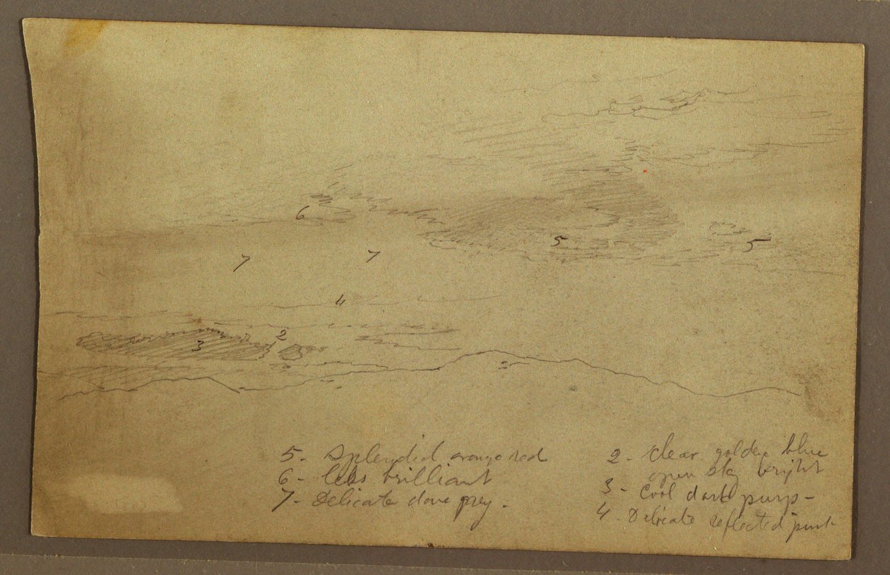Tegning, solnedgang, muligvis 1860