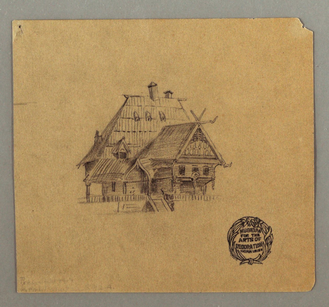 Tegning, hus i schweizerstil, muligvis 1868 af Frederic Edwin Church