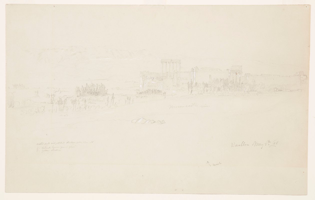 Tegning, templer, Baalbek, 6. maj 1868 af Frederic Edwin Church