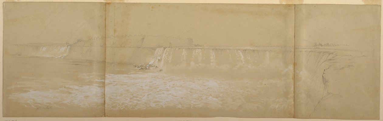 Tegning, Niagara-vandfaldene, september eller oktober 1856 af Frederic Edwin Church