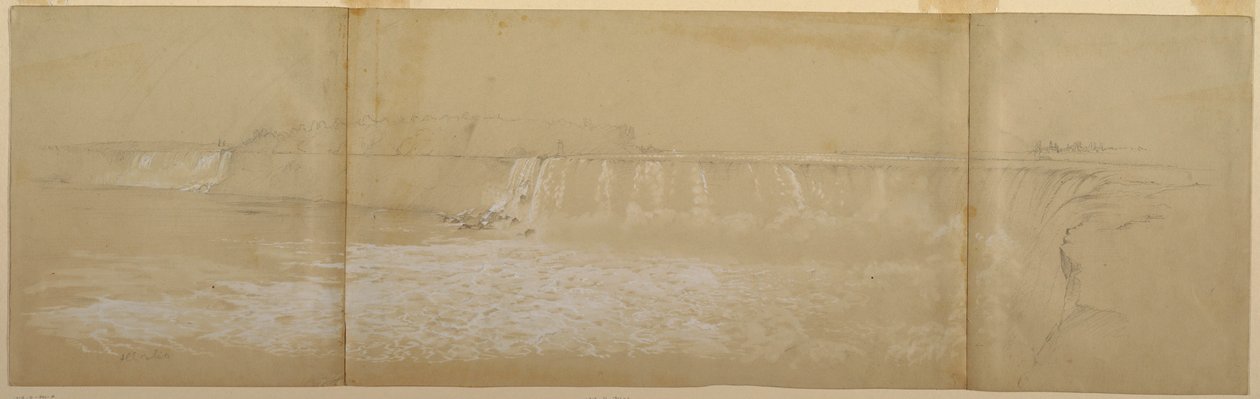 Tegning, Niagara-vandfaldene, september eller oktober 1856 af Frederic Edwin Church