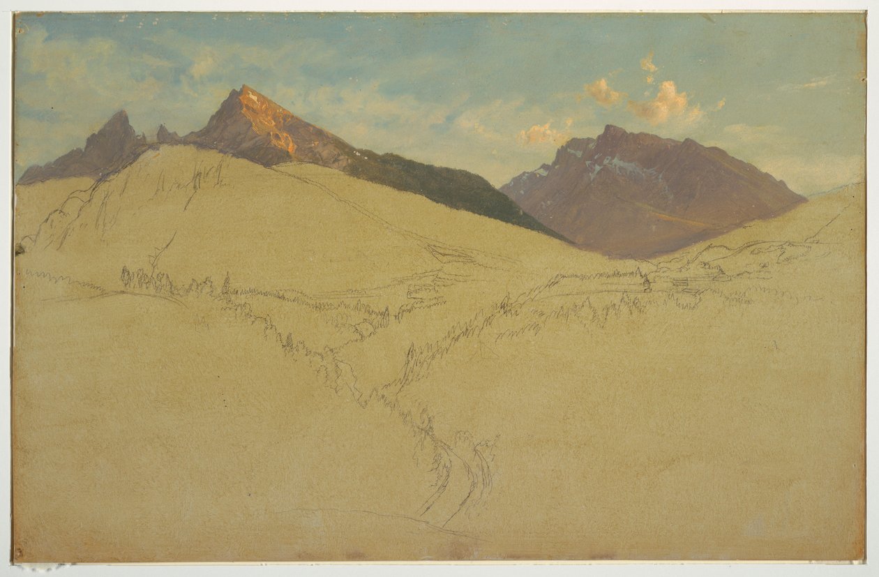 Tegning, Watzmann, nær Berchtesgaden, Bayern, juni 1868 af Frederic Edwin Church