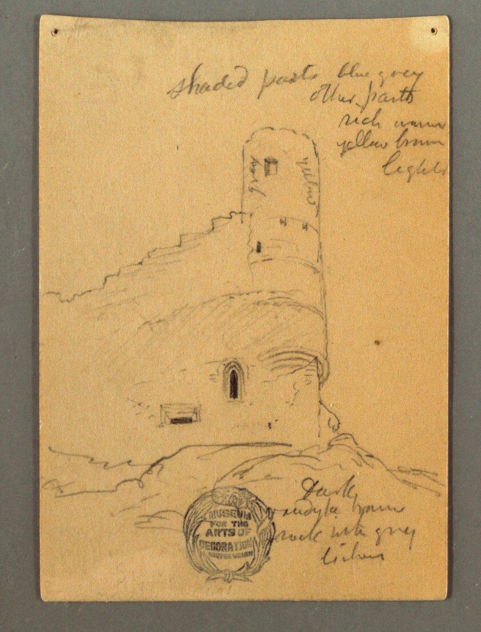 Tegning, tårnet på slottet, Sion, muligvis 1868 af Frederic Edwin Church