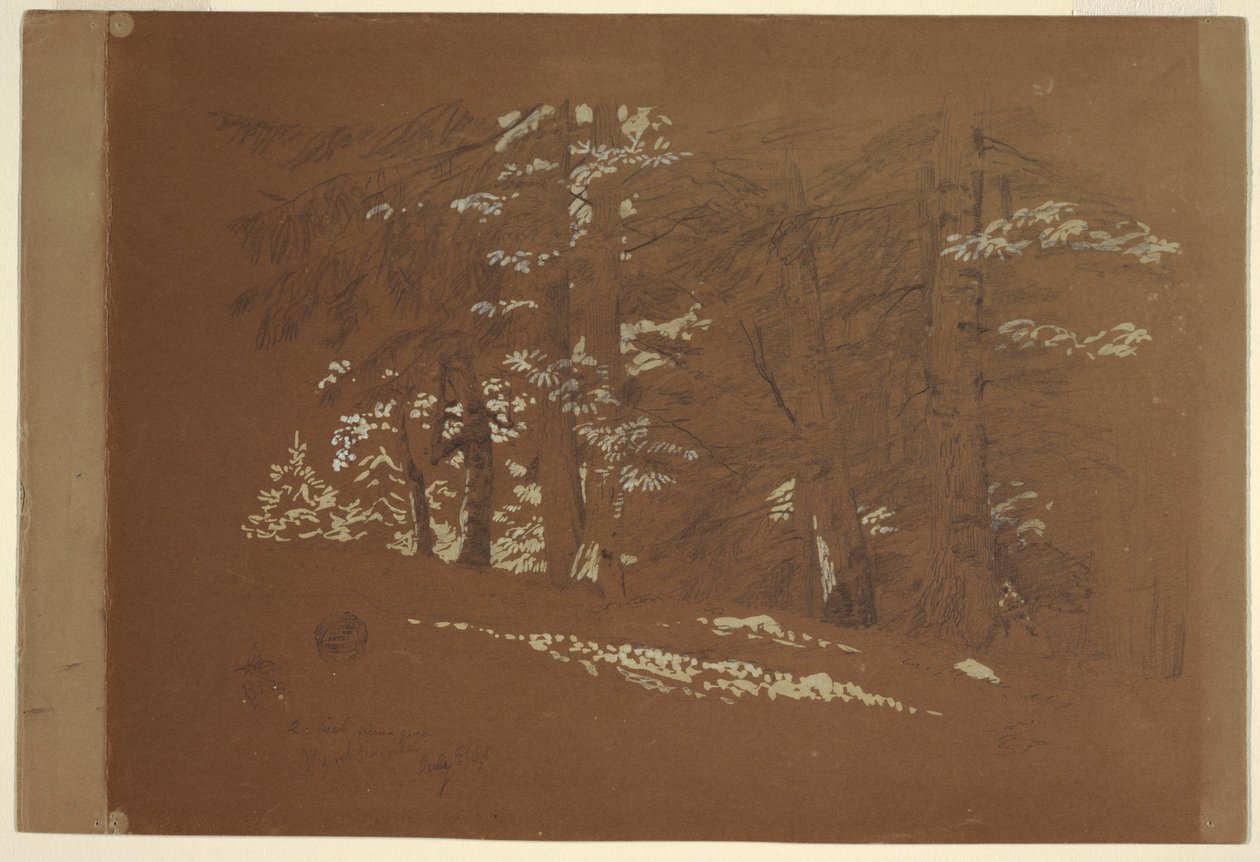 Tegning, Træer, Berchtesgaden, Bayern, 1868 af Frederic Edwin Church