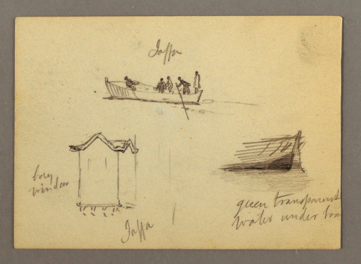 Tegning, Tolv figurskitser, Joffa, Palæstina, 1868 af Frederic Edwin Church