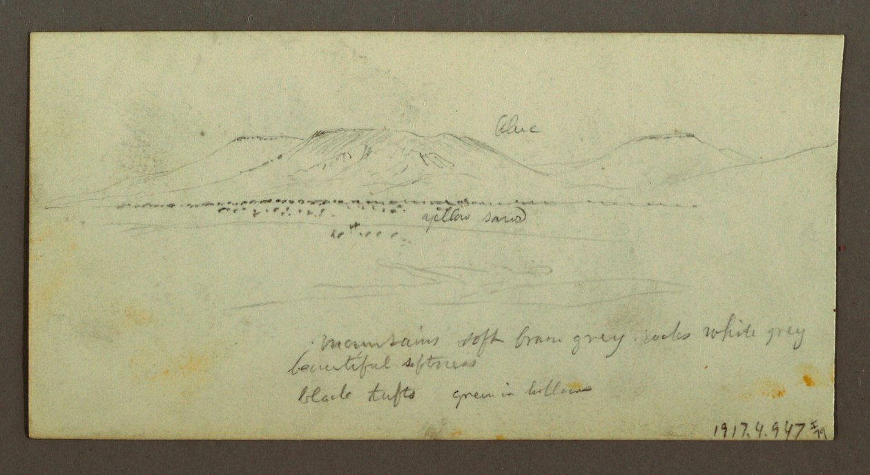 Tegning, To figurer og to kameler ved lejrbål, Figur- og kamelstudier, muligvis 1868 af Frederic Edwin Church