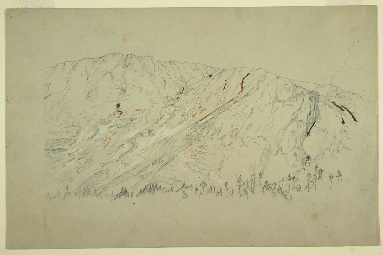 Tegning, øvre del af Great Basin, Mt. Katahdin, september 1877 af Frederic Edwin Church