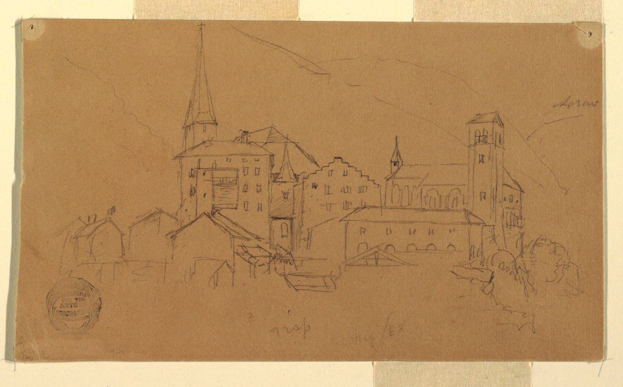 Tegning, Valais, Schweiz, august 1868 af Frederic Edwin Church
