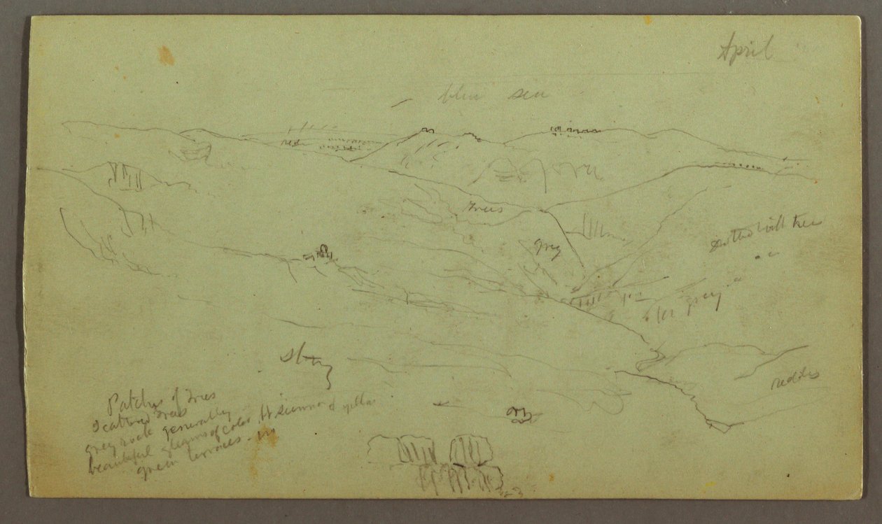 Tegning, Valley, april, muligvis 1868 af Frederic Edwin Church