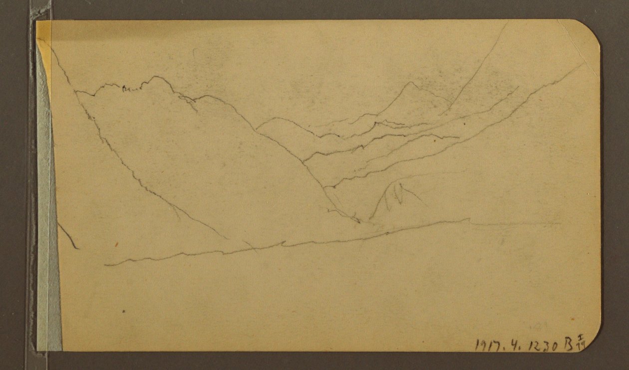 Tegning, dal; bagside: bjergtop, 1889 af Frederic Edwin Church