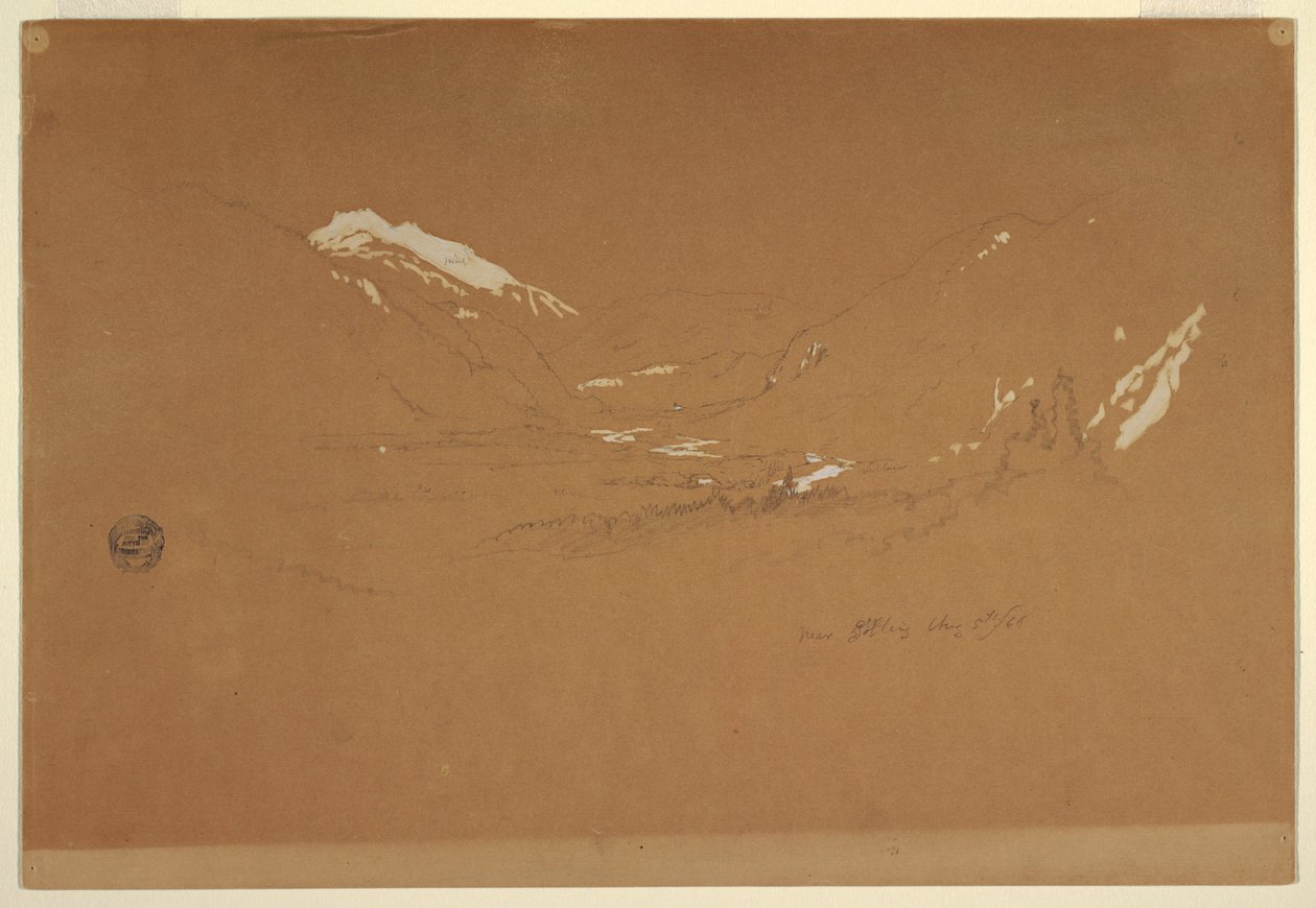 Tegning, dalen "nær Golling", Østrig, 5. august 1868 af Frederic Edwin Church