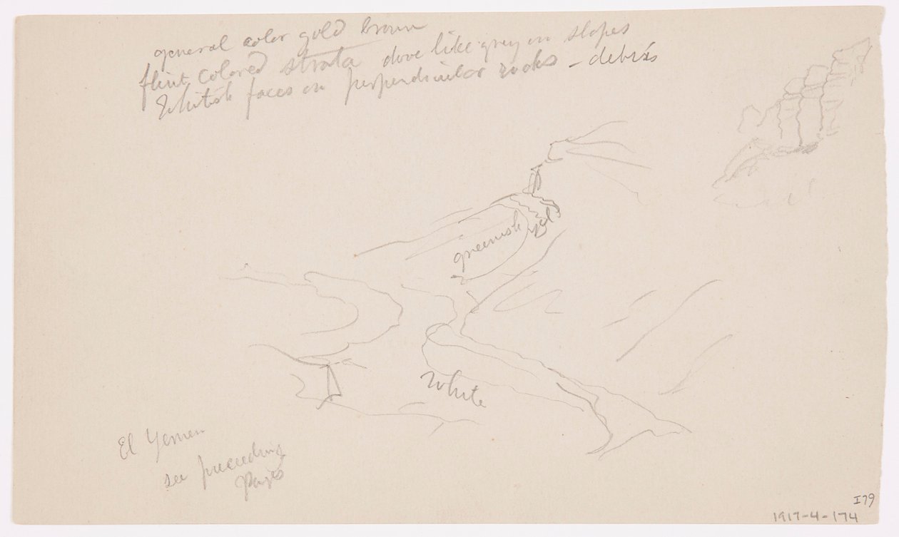 Tegning, El Yemen-dalen, 20. februar 1868 af Frederic Edwin Church