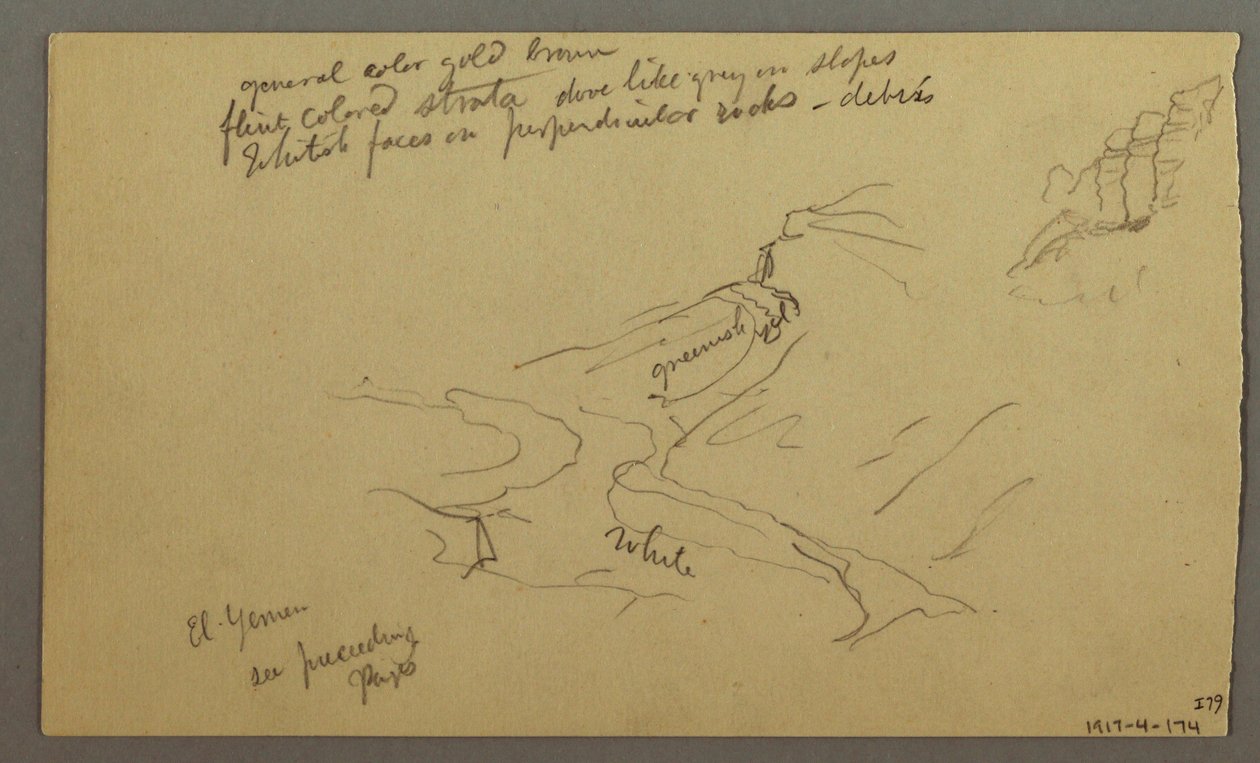 Tegning, El Yemen-dalen, 20. februar 1868 af Frederic Edwin Church