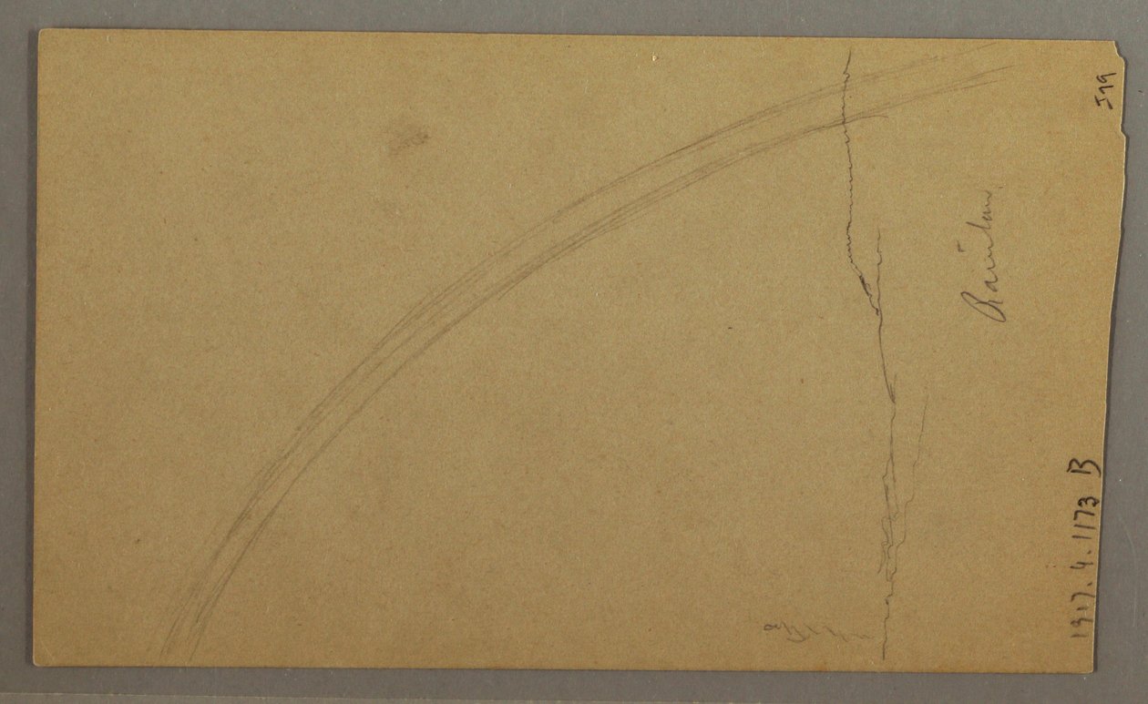Tegning, Valley, regnbue, muligvis 1865-66 af Frederic Edwin Church